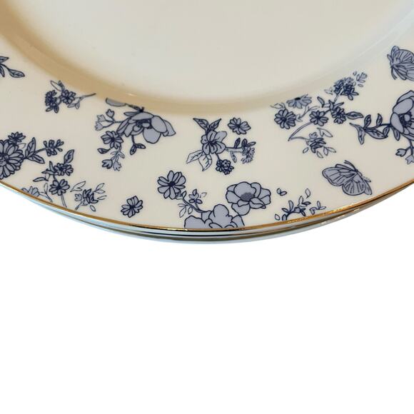 Grace Teaware Fine Porcelain Dinner Plates 10.5in Blue Floral Gold Trim Set of 5 - Picture 12 of 12